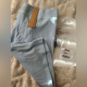 SKIMS Baby Blue Ribbed Stretchy Lounge Shorts